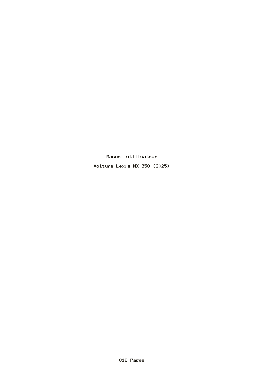 Page 1 de la notice Manuel utilisateur Lexus NX 350 (2025)