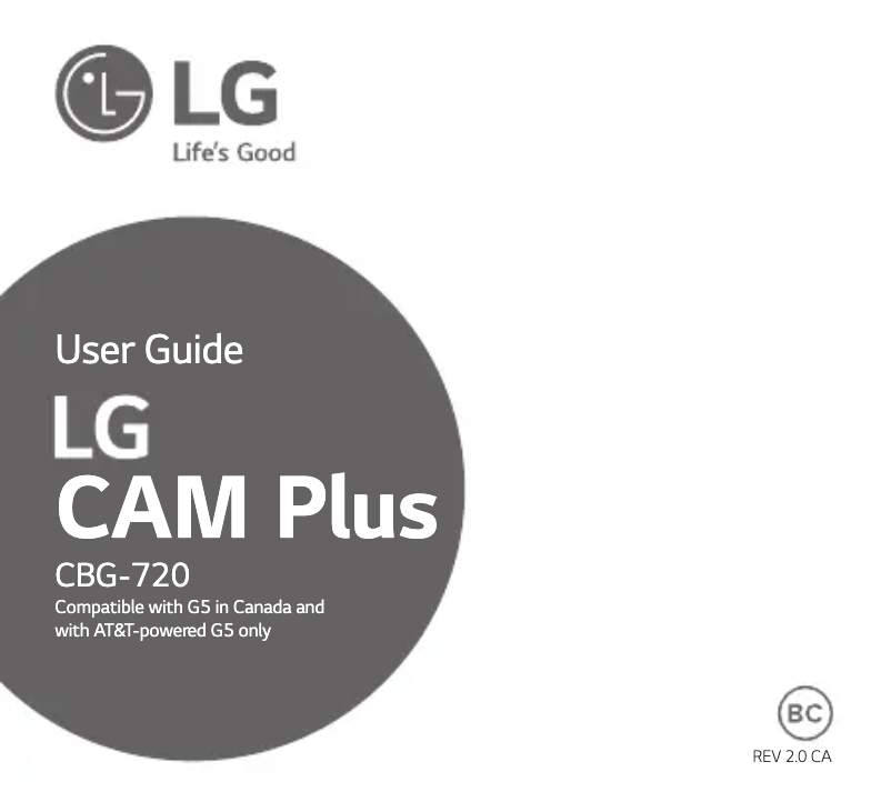 Page 1 of the manual User Manual LG Cam Plus CBG-720