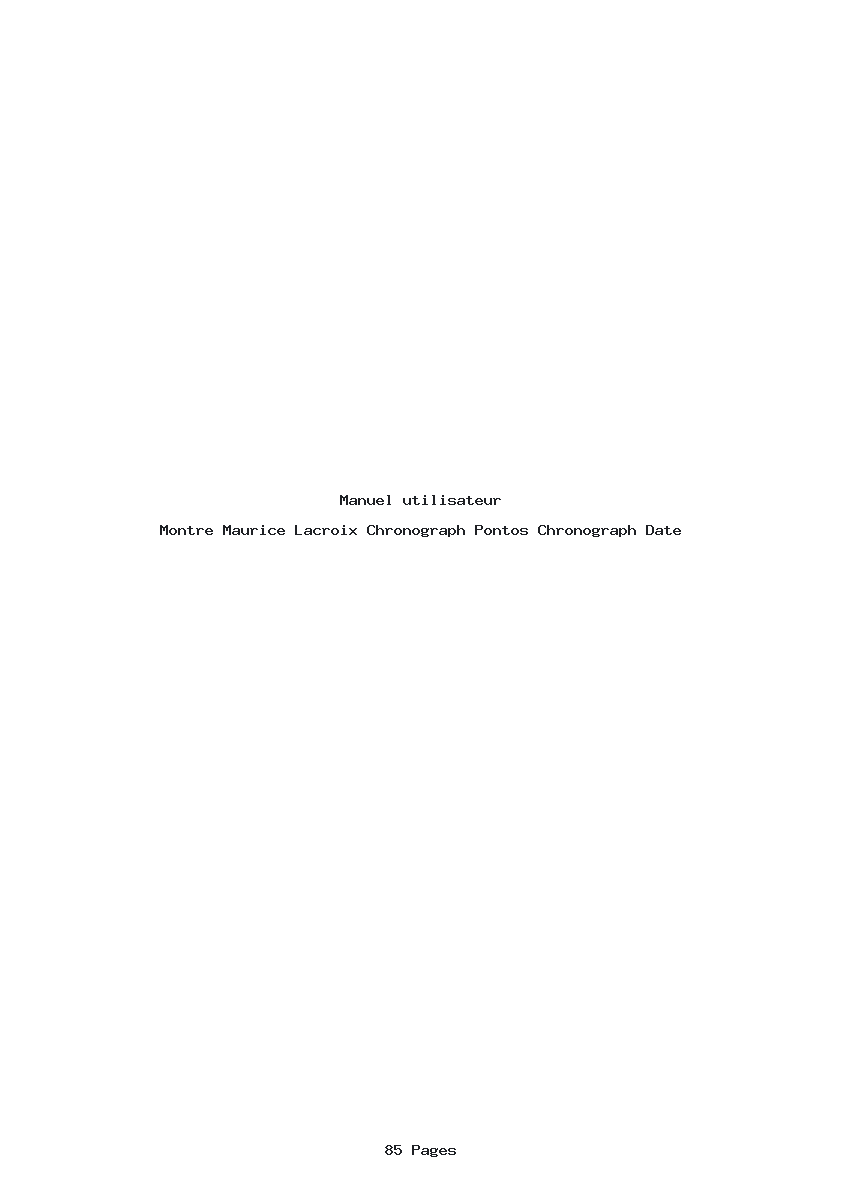 Page 1 de la notice Manuel utilisateur Maurice Lacroix Chronograph Pontos Chronograph Date