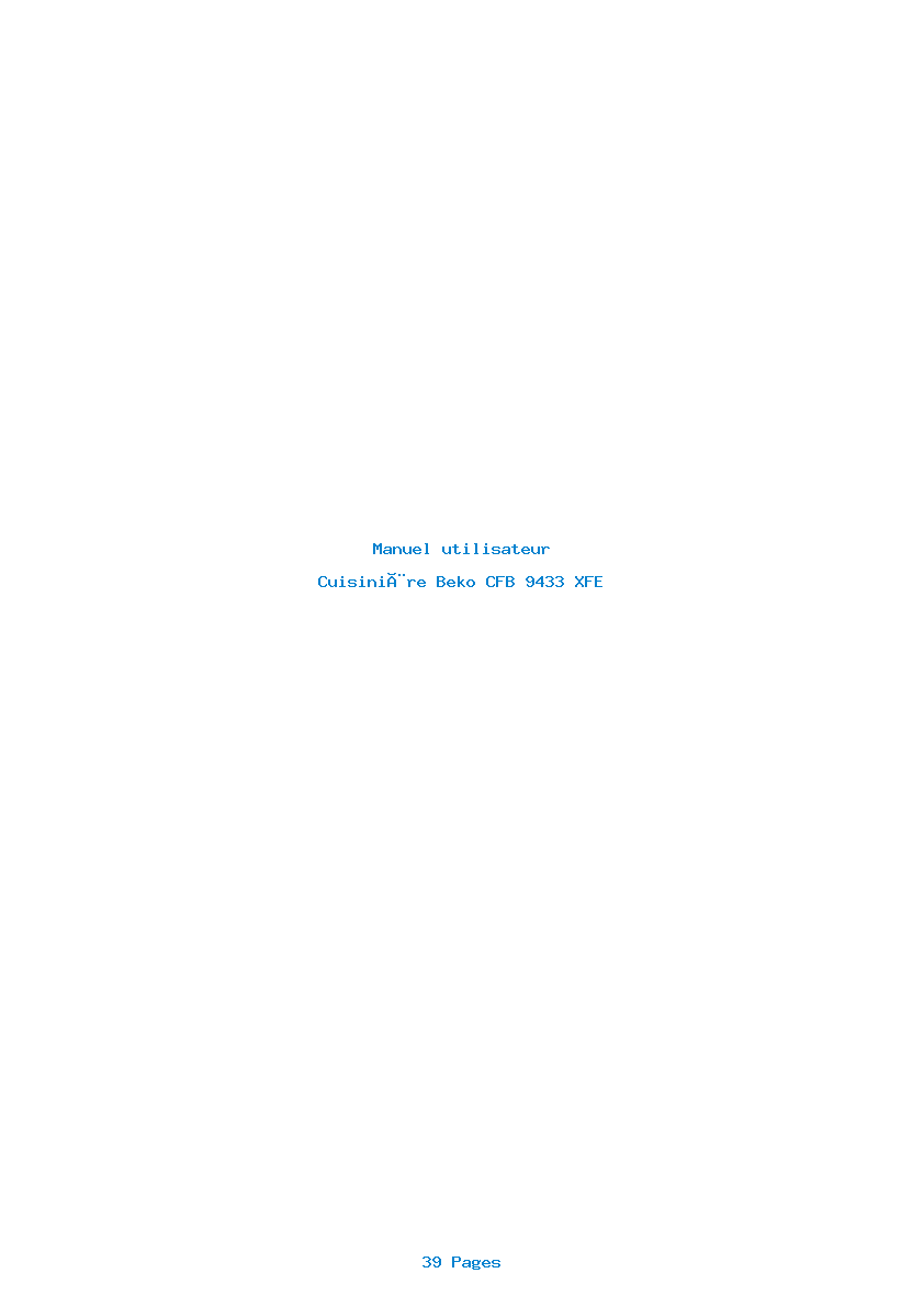 Page 1 de la notice Manuel utilisateur Beko CFB 9433 XFE