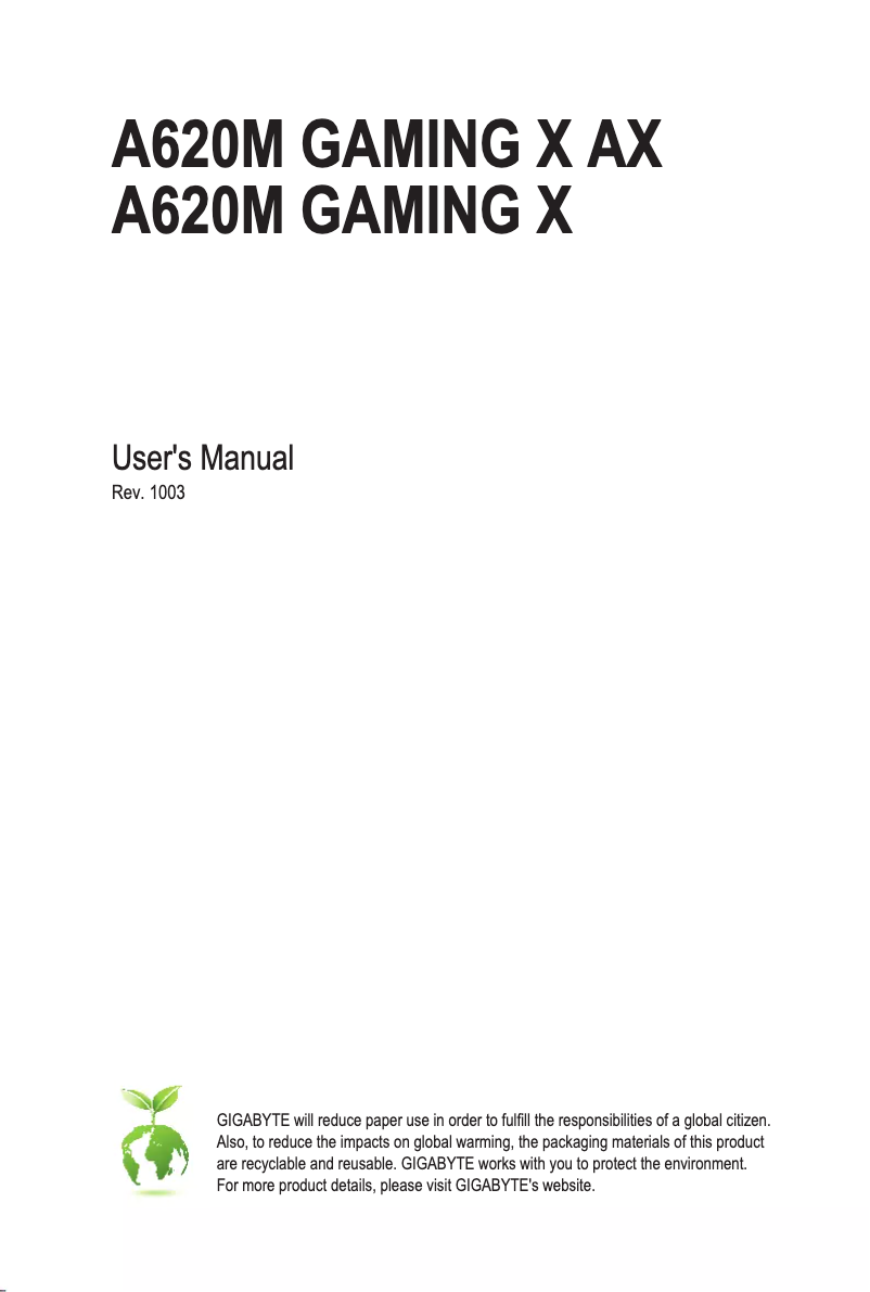 Página 1 del manual Manual de usuario Gigabyte A620M GAMING X