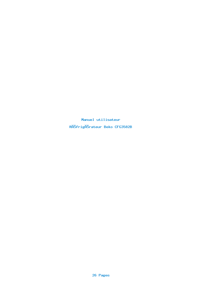 Page 1 de la notice Manuel utilisateur Beko CFG3582B