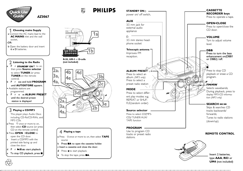 Página 1 del manual Guía de inicio rápido Philips AZ3067