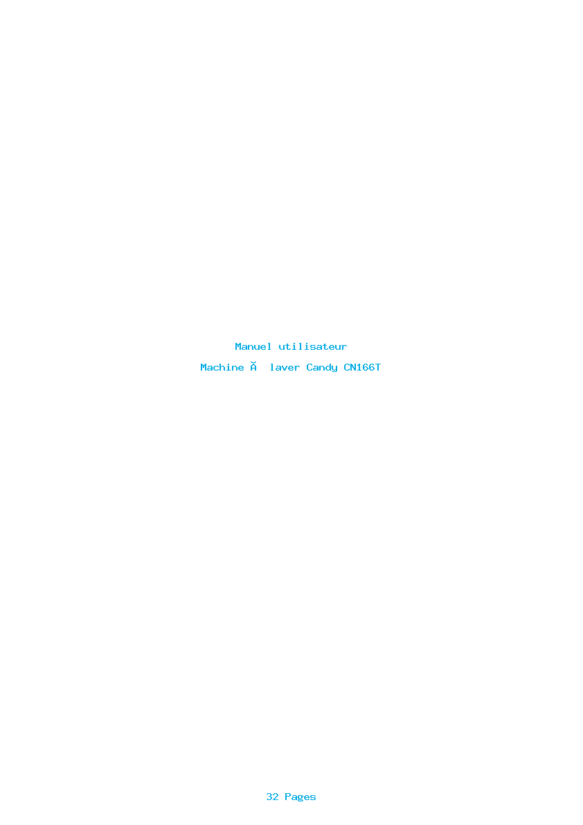 Page 1 de la notice Manuel utilisateur Candy CN166T