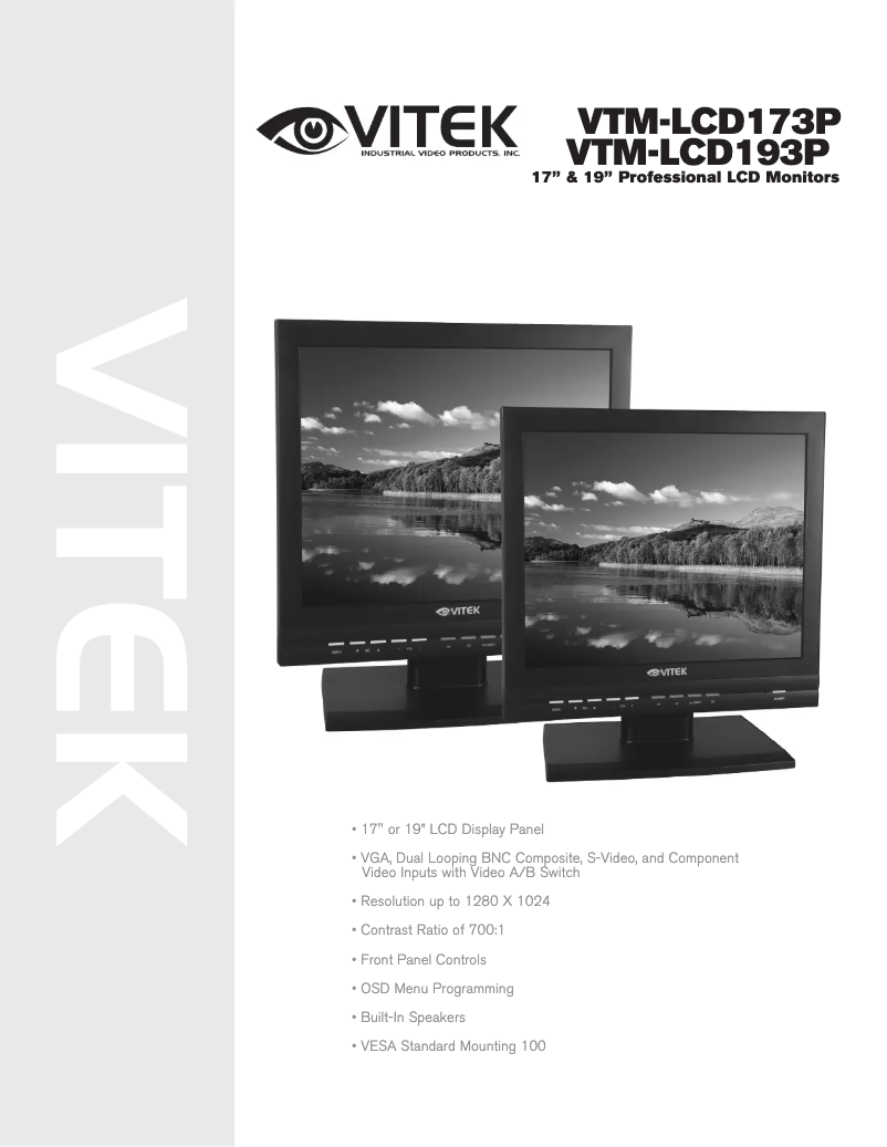 Page 1 of the manual User Manual Vitek VTM-LCD173P