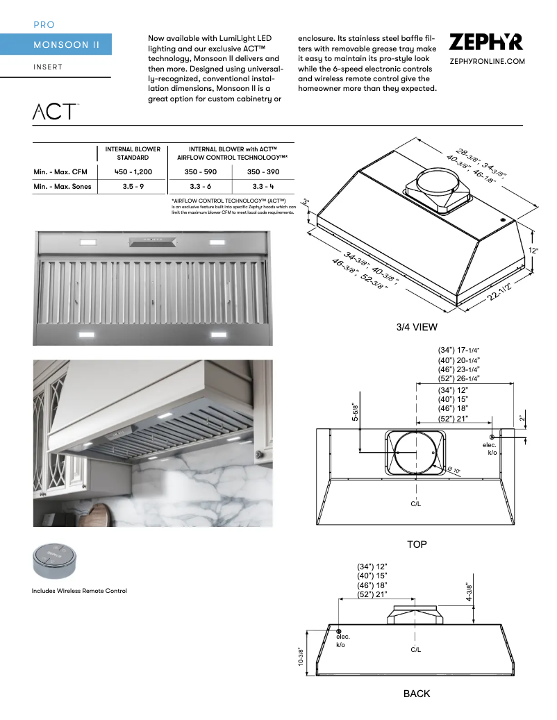 Página 1 del manual Ficha técnica Zephyr Monsoon II AK9352BS