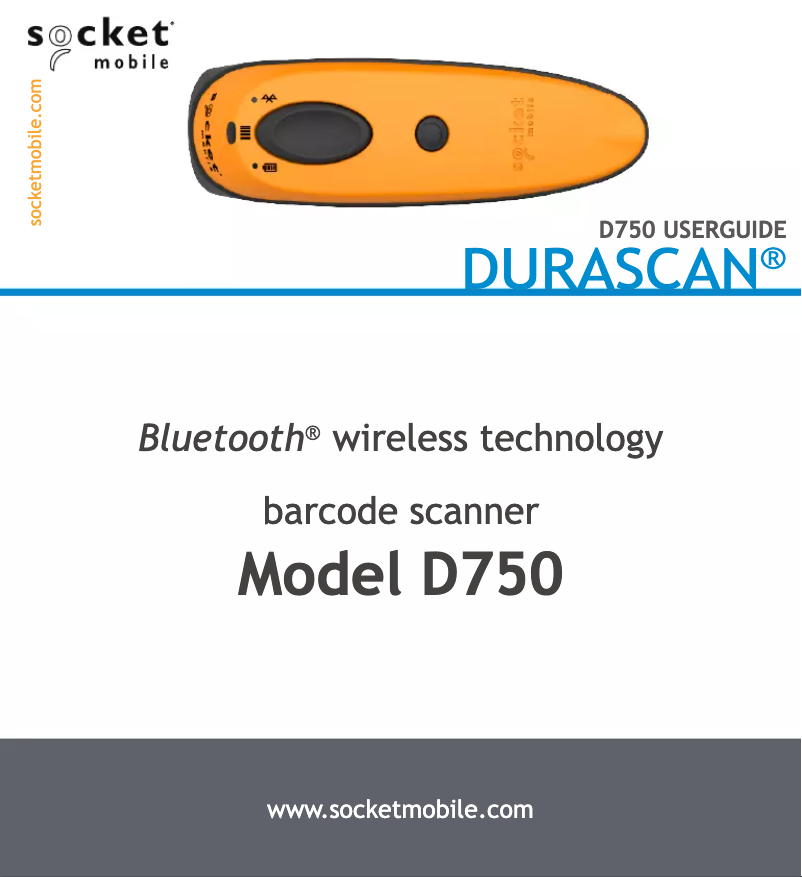 Page 1 de la notice Manuel utilisateur Socket Mobile DuraScan D750