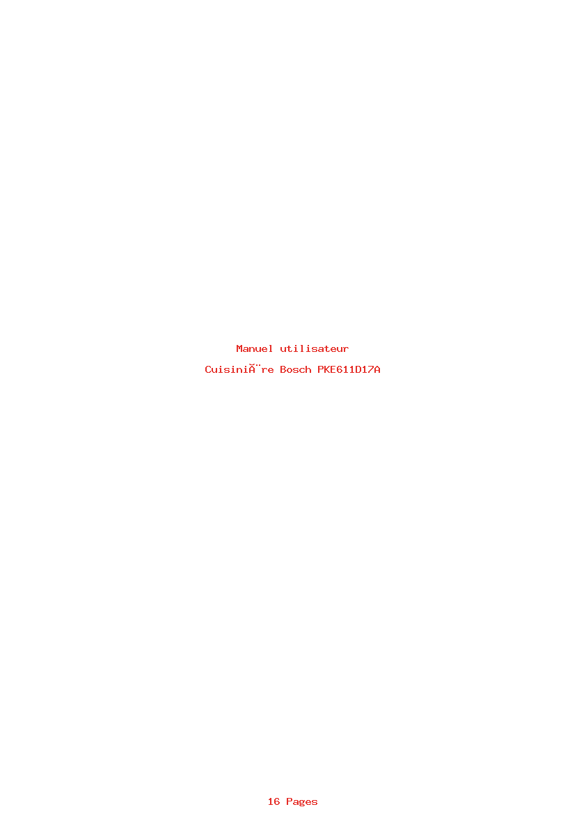 Page 1 de la notice Manuel utilisateur Bosch PKE611D17A