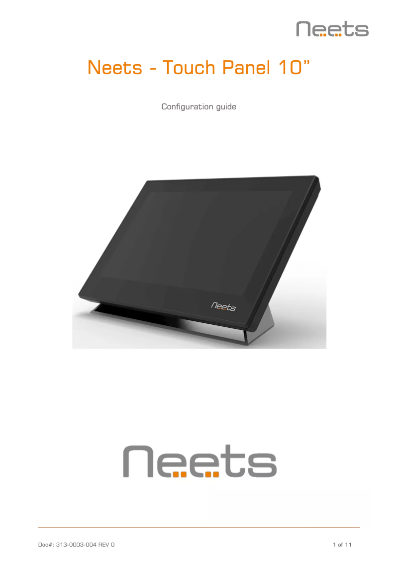 Page 1 de la notice Manuel utilisateur Neets Touch Panel 10”