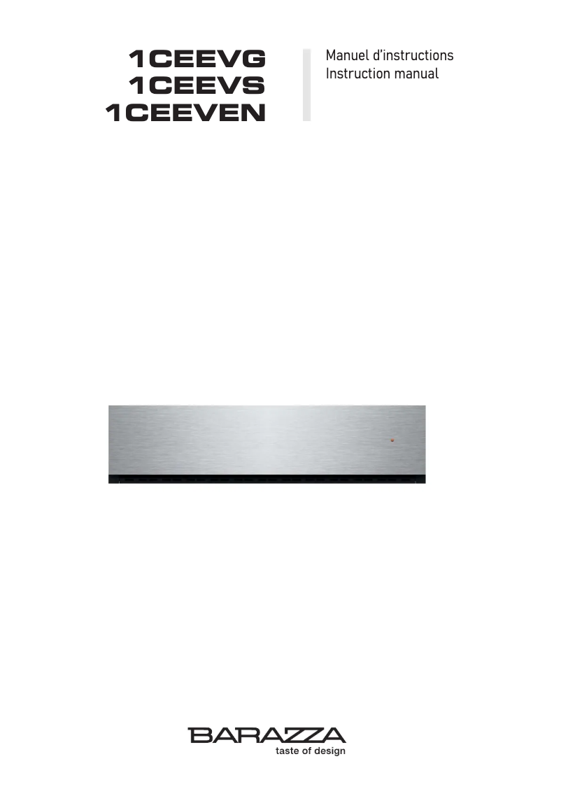 Page 1 de la notice Manuel utilisateur Barazza 1CEEVS