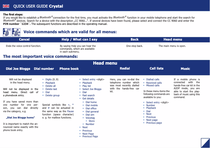 Page 1 of the manual User Manual Bury Crystal