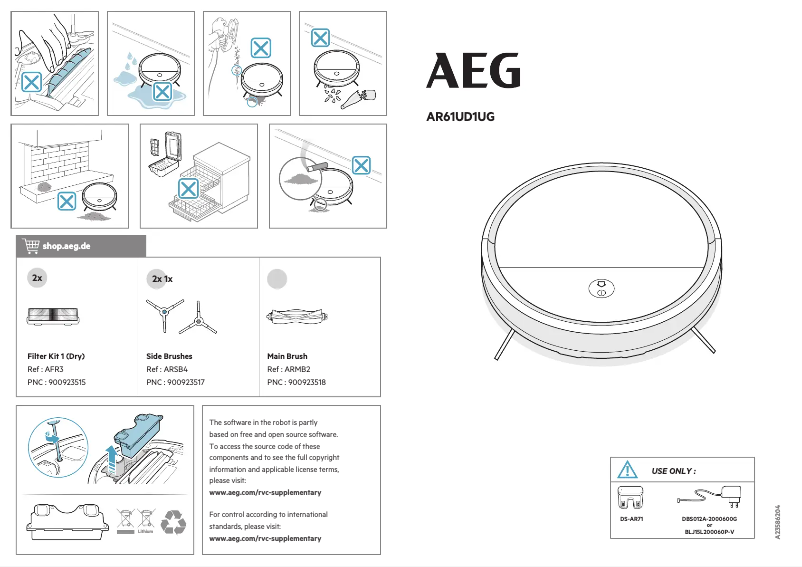 Page 1 de la notice Manuel utilisateur AEG Clean 6000 AR61UD1UG
