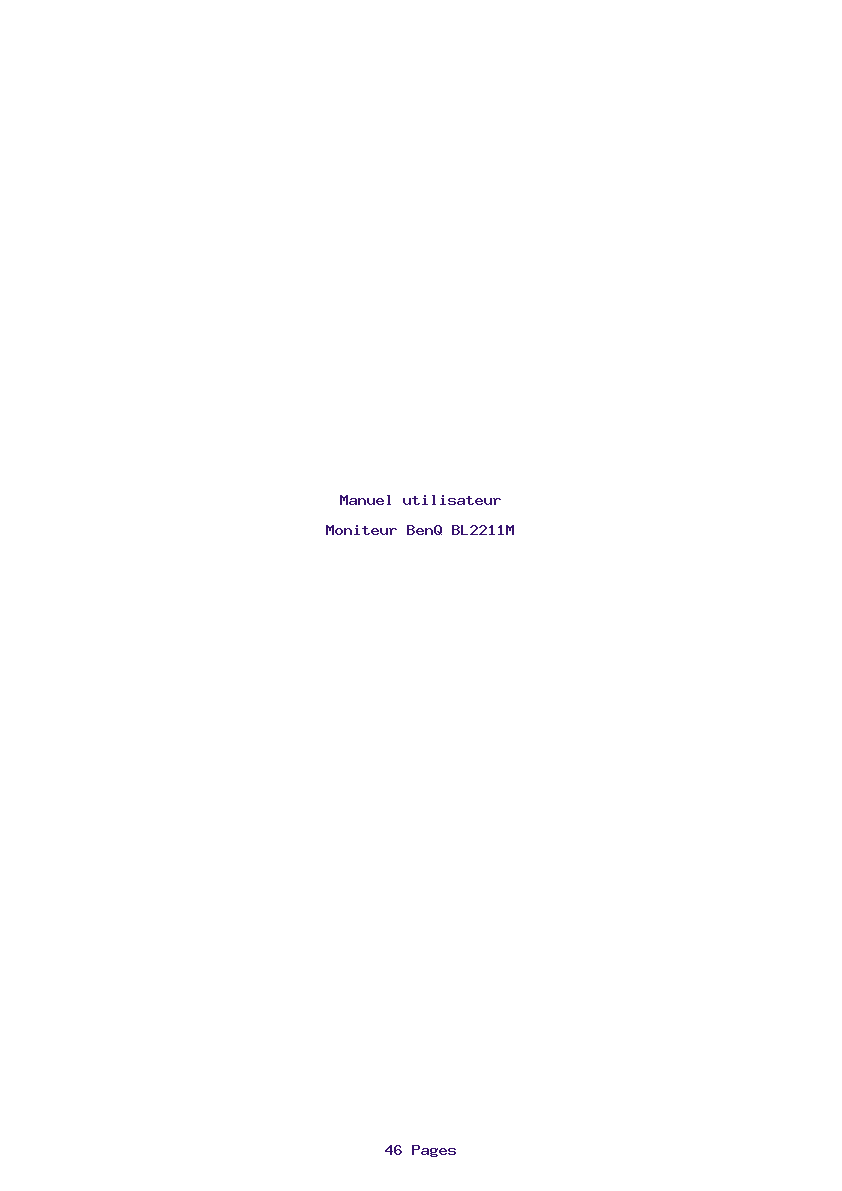Page 1 de la notice Manuel utilisateur BenQ BL2211M