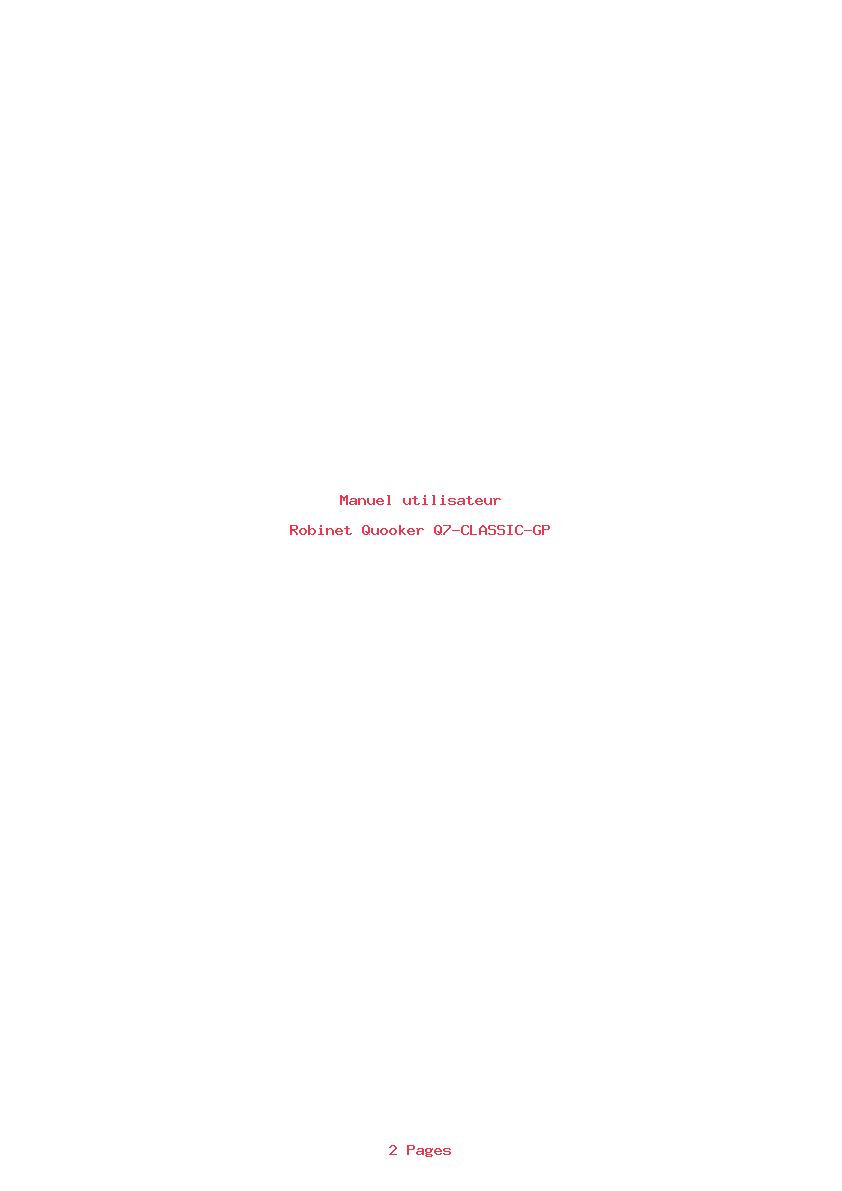 Page 1 de la notice Manuel utilisateur Quooker Q7-CLASSIC-GP