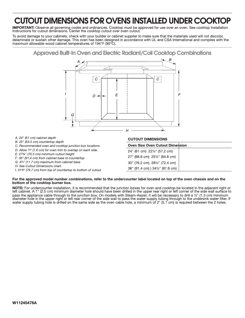 Page 1 de la notice Dessin technique Whirlpool WCE55US6HB