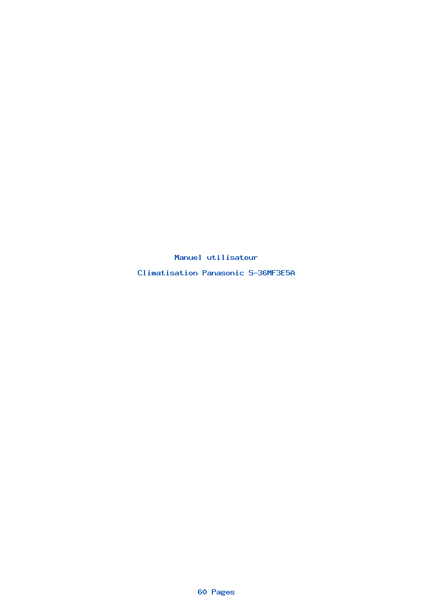 Page 1 de la notice Manuel utilisateur Panasonic S-36MF3E5A