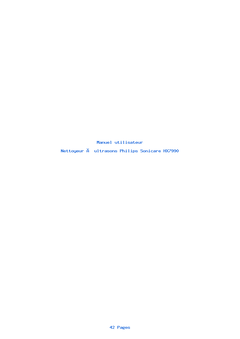 Page 1 de la notice Manuel utilisateur Philips Sonicare HX7990