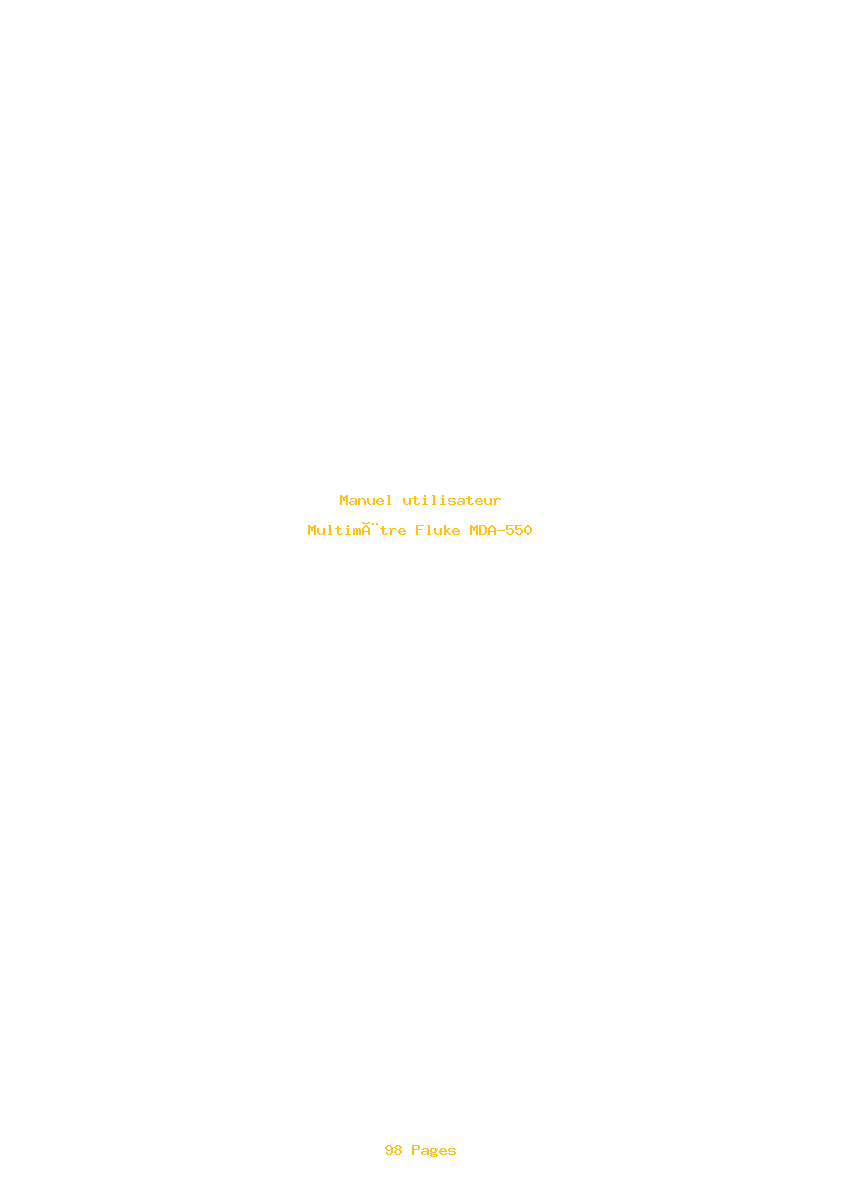 Page 1 de la notice Manuel utilisateur Fluke MDA-550