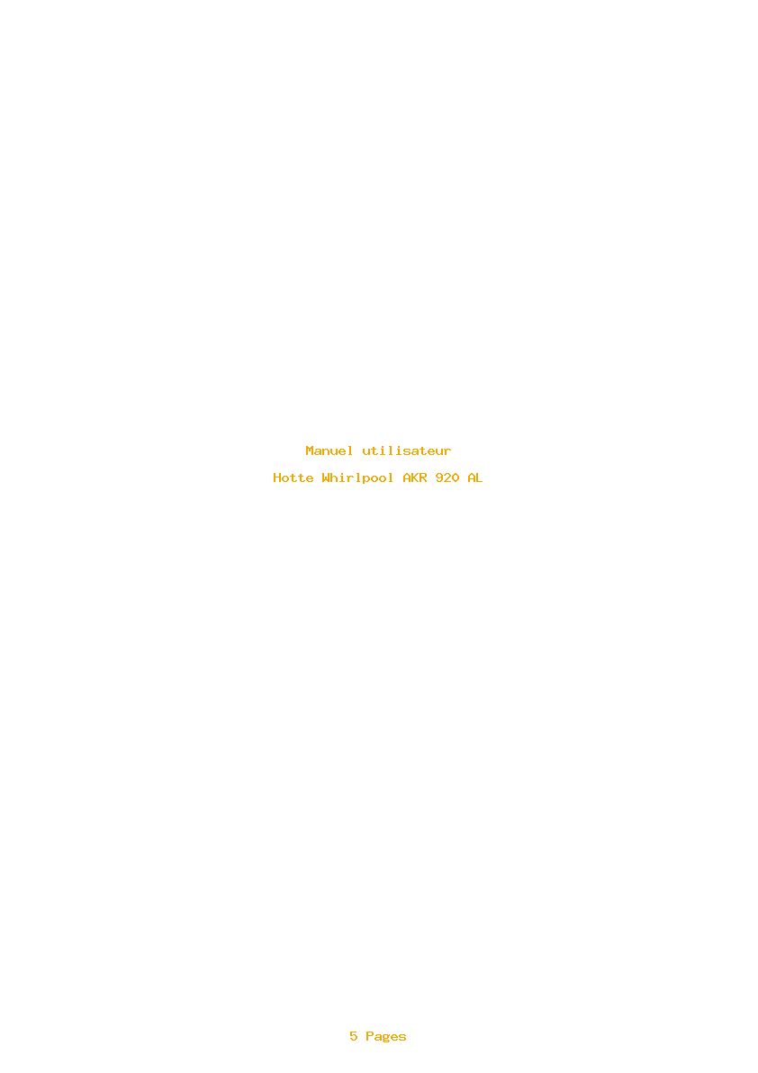 Page 1 de la notice Manuel utilisateur Whirlpool AKR 920 AL