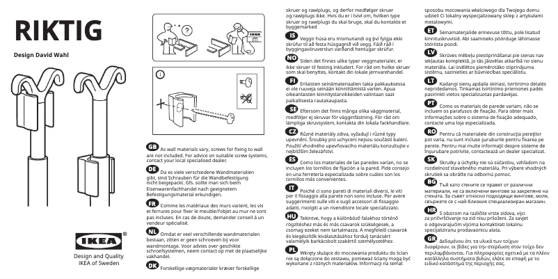 Page 1 de la notice Manuel utilisateur Ikea RIKTIG 303.162.96