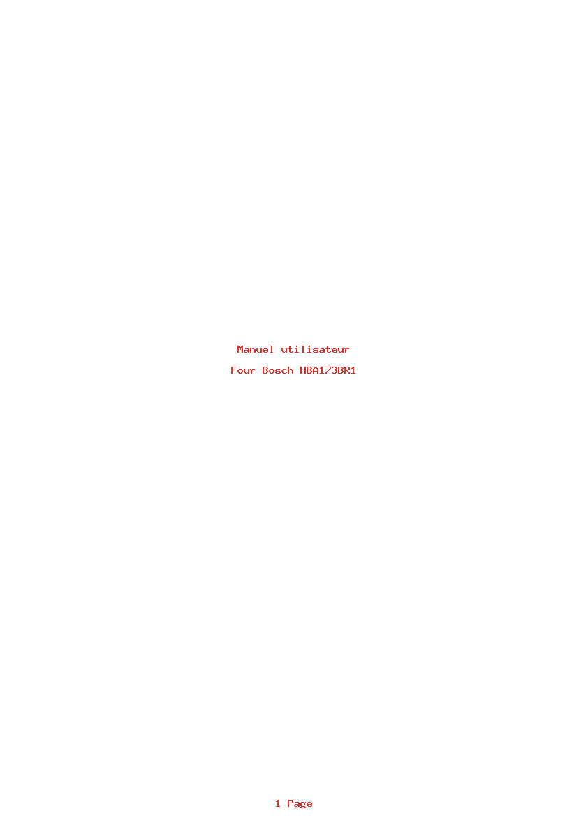 Page 1 de la notice Manuel utilisateur Bosch HBA173BR1
