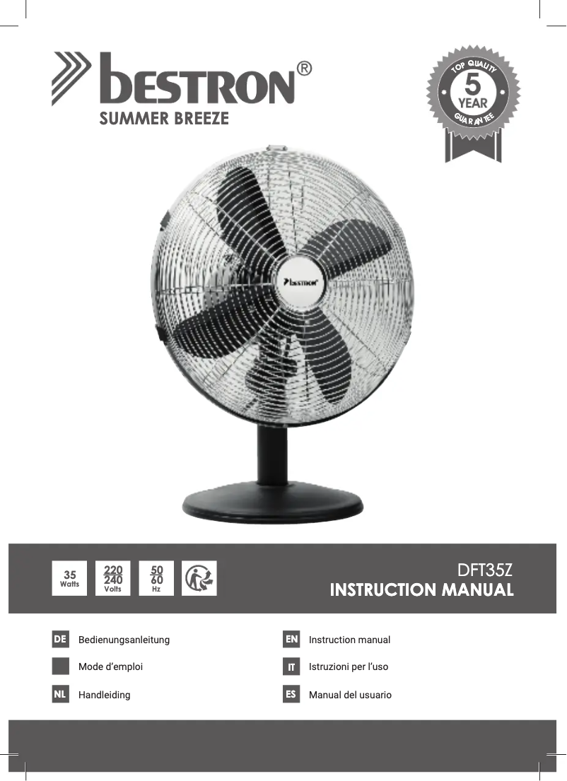 Page 1 de la notice Manuel utilisateur Bestron DFT35Z