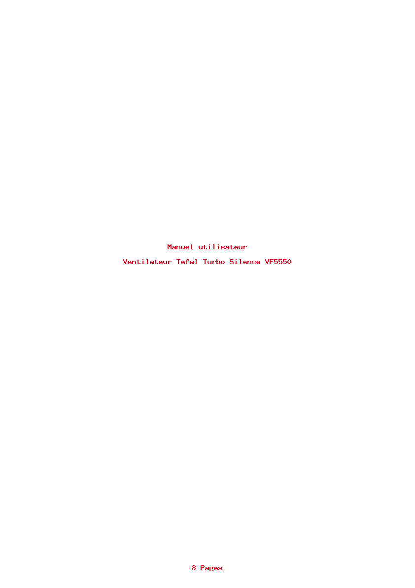 Page 1 de la notice Manuel utilisateur Tefal Turbo Silence VF5550