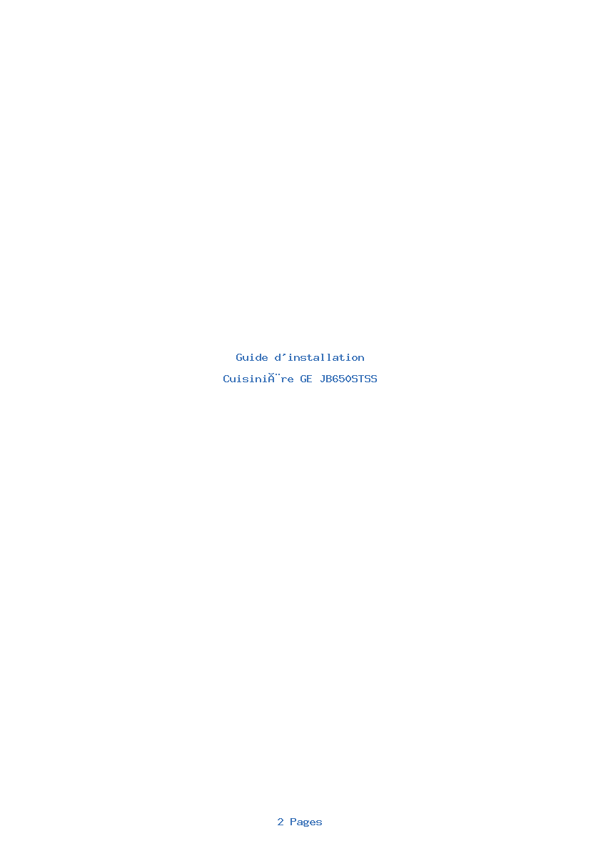 Page 1 de la notice Guide d'installation GE JB650STSS