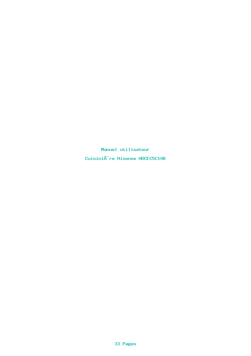 Page 1 de la notice Manuel utilisateur Hisense HDCEC5C10B