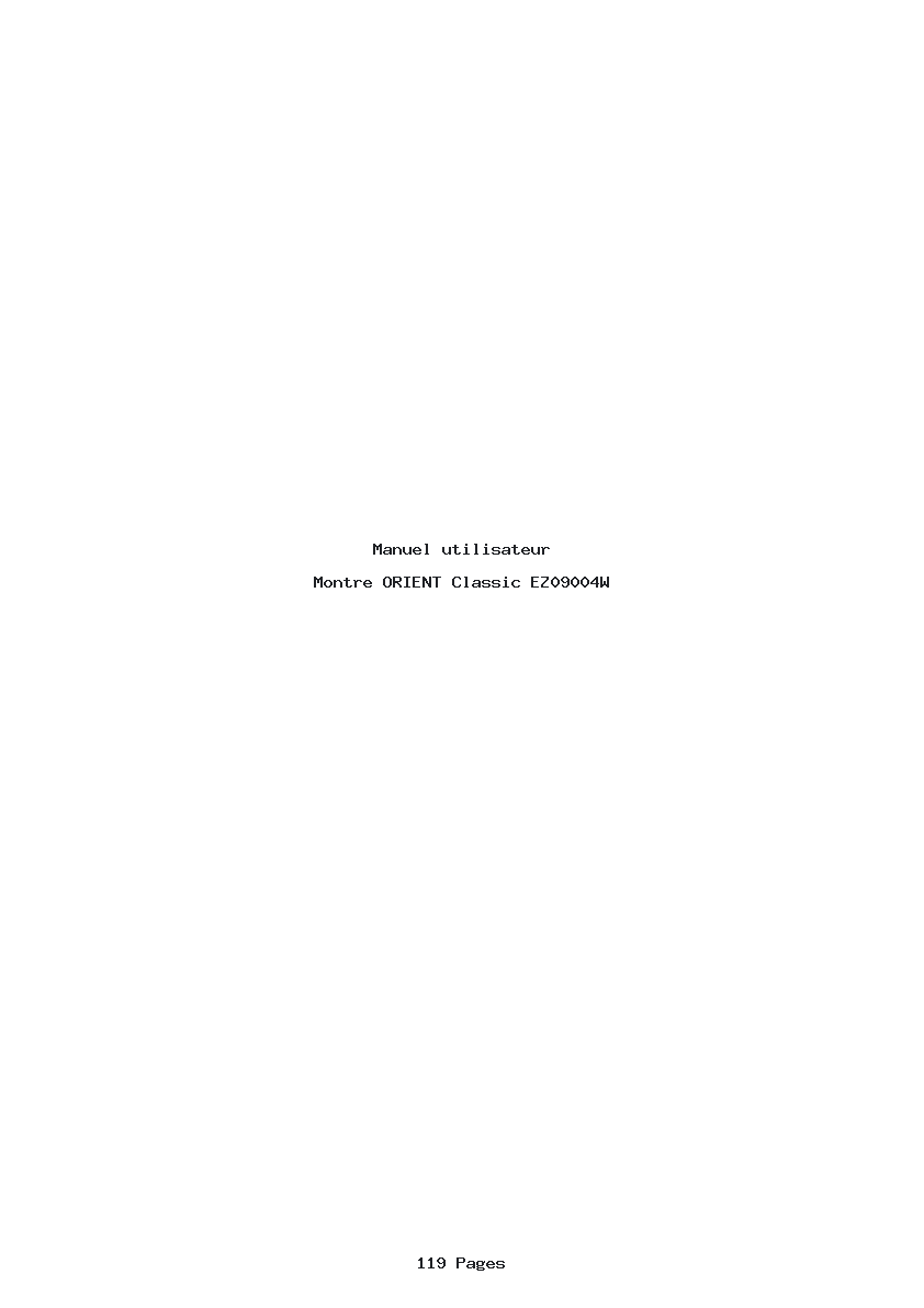 Page 1 de la notice Manuel utilisateur ORIENT Classic EZ09004W