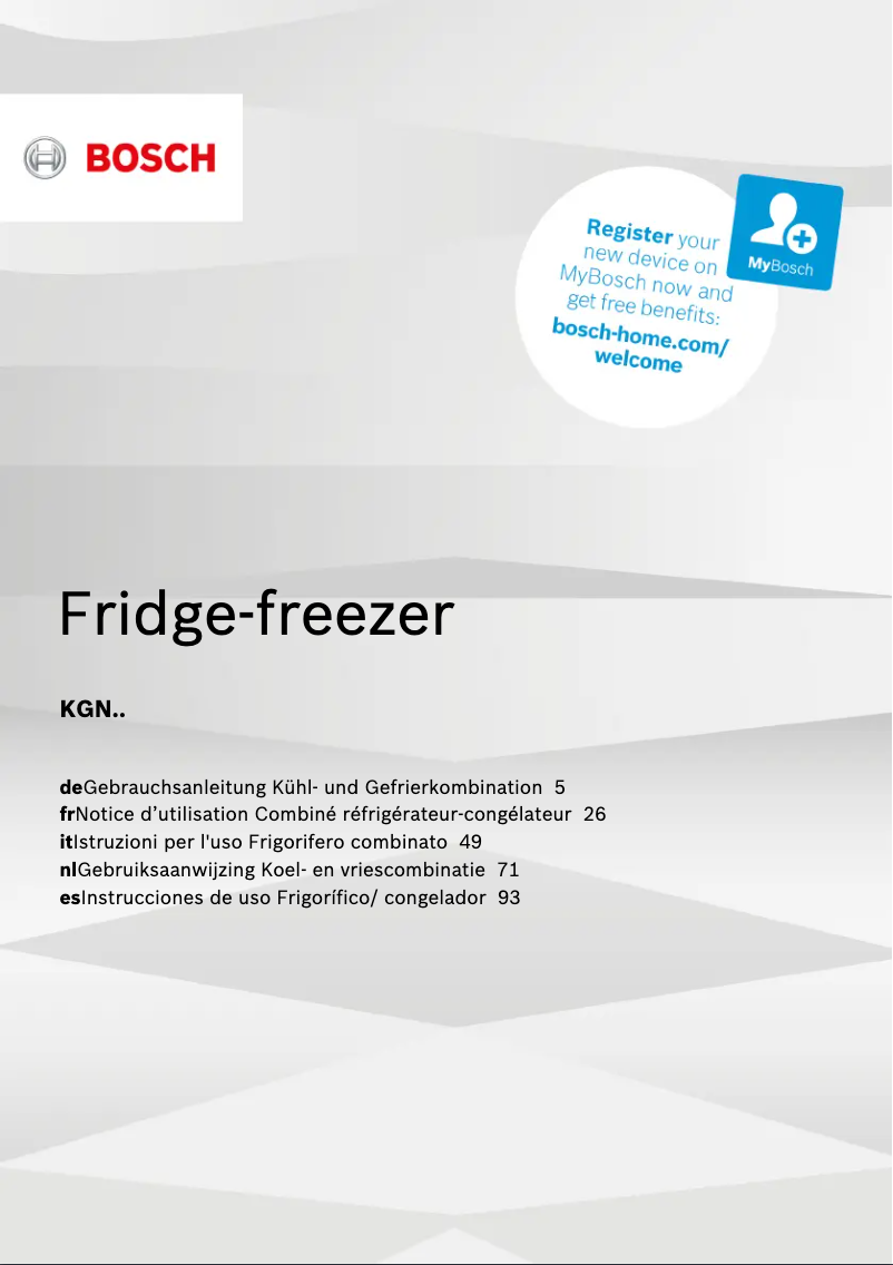 Page 1 of the manual User Manual Bosch KGN39VI3B