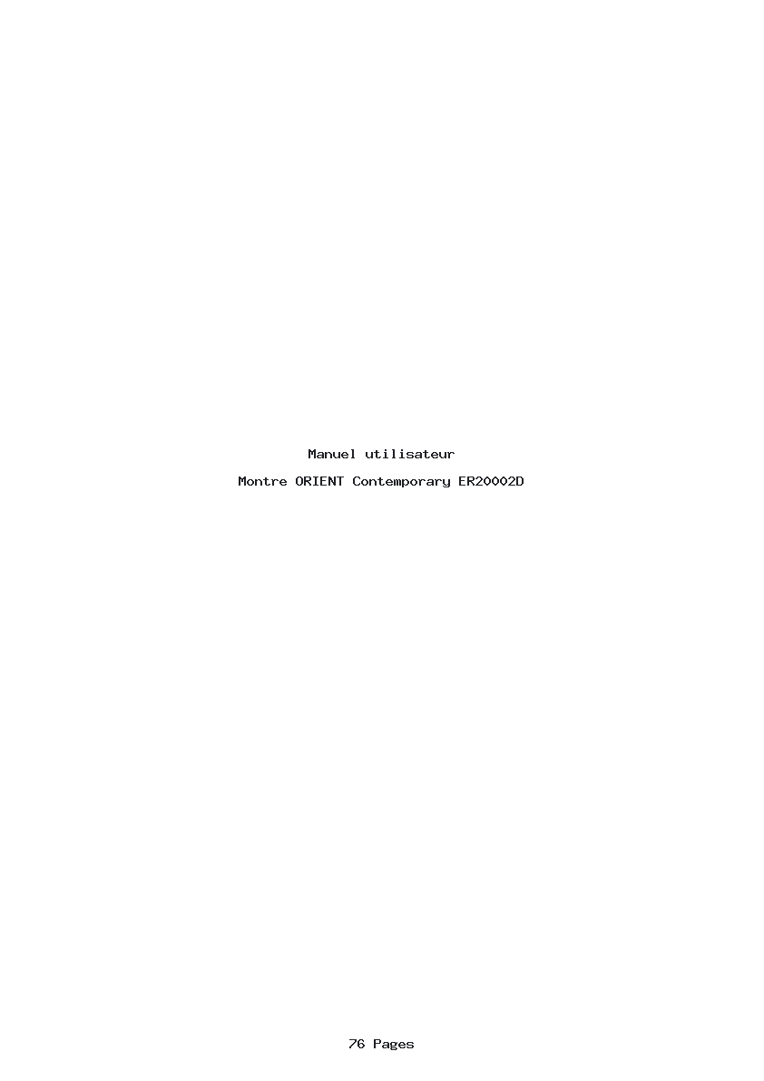 Page 1 de la notice Manuel utilisateur ORIENT Contemporary ER20002D