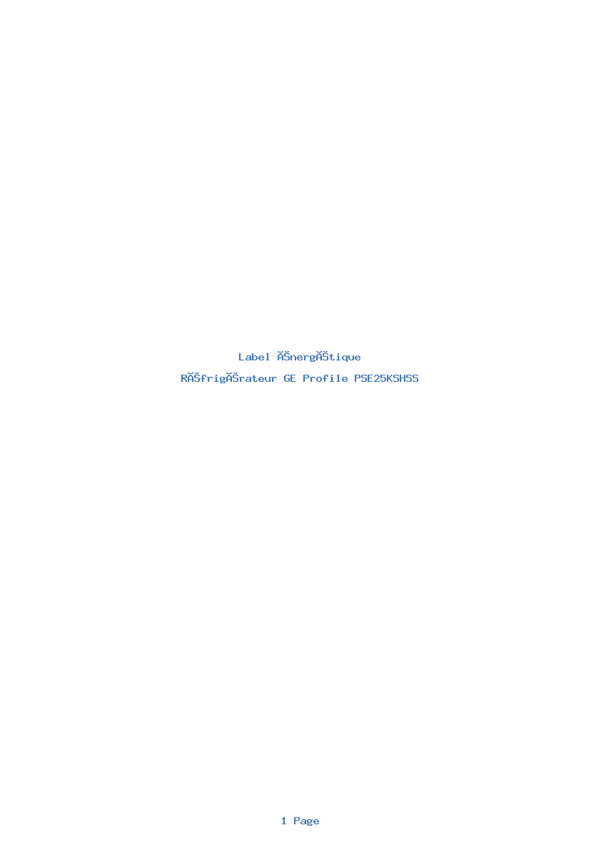 Image de la première page du manuel de l'appareil Profile PSE25KSHSS