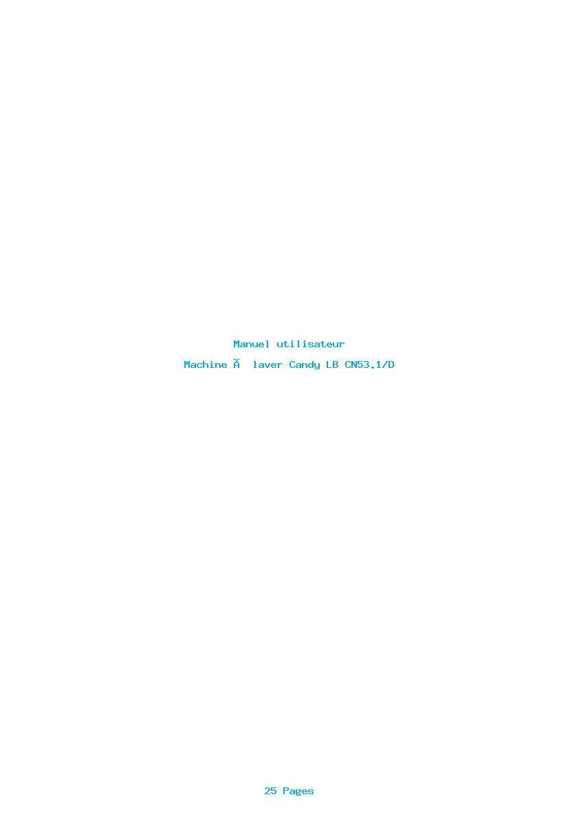 Page 1 de la notice Manuel utilisateur Candy LB CN53.1/D
