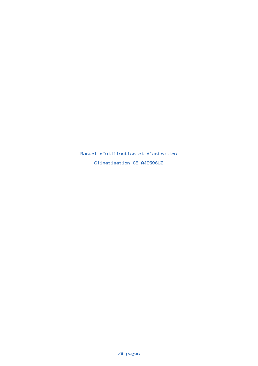 Page 1 de la notice Manuel d'utilisation et d'entretien GE AJCS06LZ