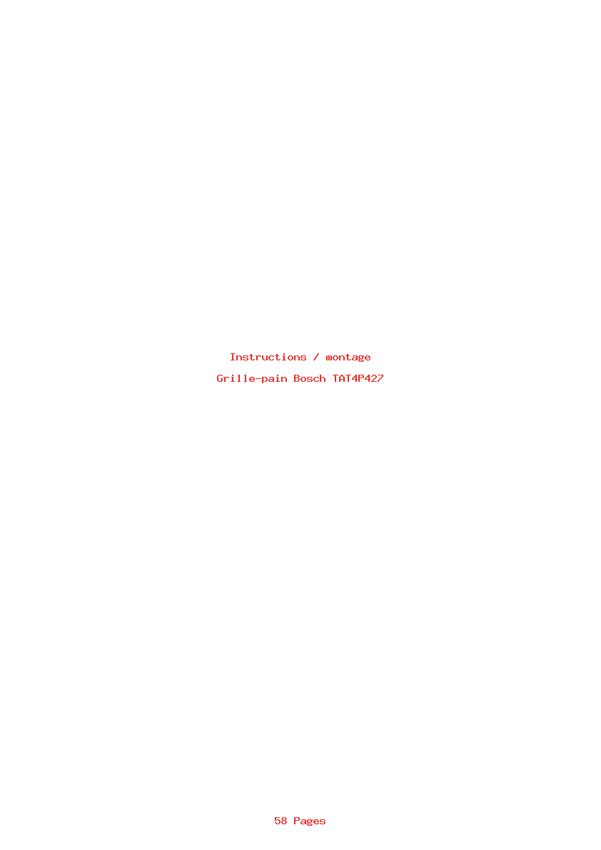 Page 1 de la notice Instructions / montage Bosch TAT4P427