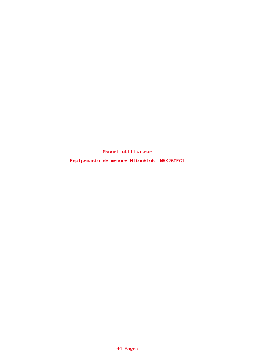 Page 1 de la notice Manuel utilisateur Mitsubishi WRK26MEC1