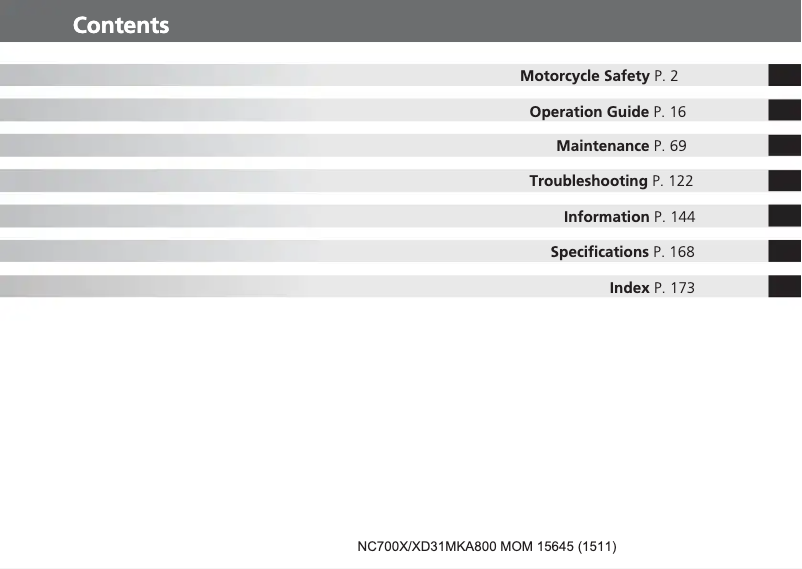 Page 1 of the manual User Manual Honda NC700X (2016)