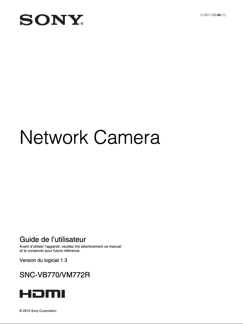 Página 1 del manual Manual de usuario Sony SNC-VM772R