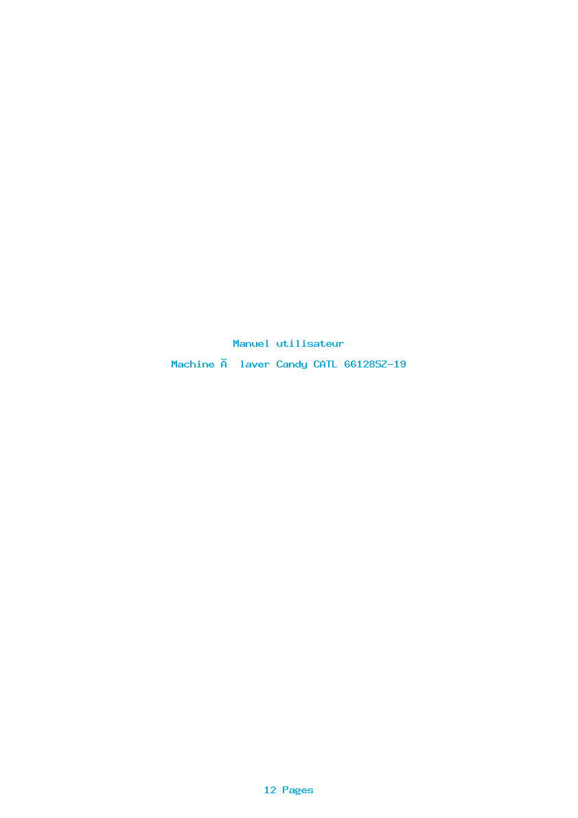 Page 1 de la notice Manuel utilisateur Candy CATL 66128SZ-19