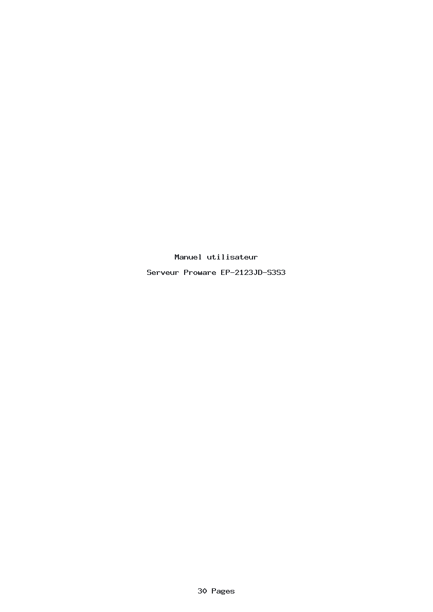 Page 1 de la notice Manuel utilisateur Proware EP-2123JD-S3S3
