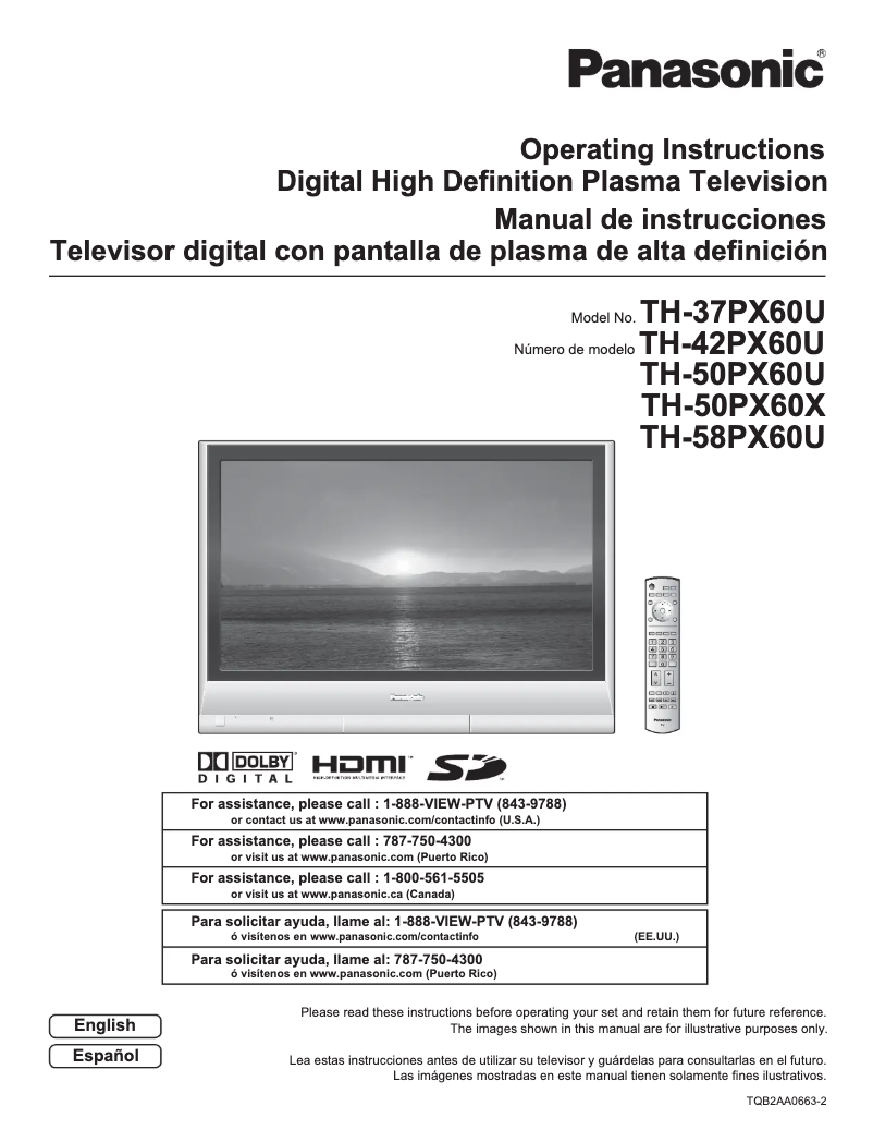 Page 1 de la notice Manuel utilisateur Panasonic TH-58PX60U
