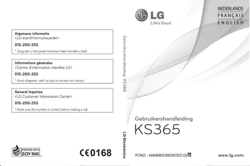 Page 1 de la notice Manuel utilisateur LG KS365