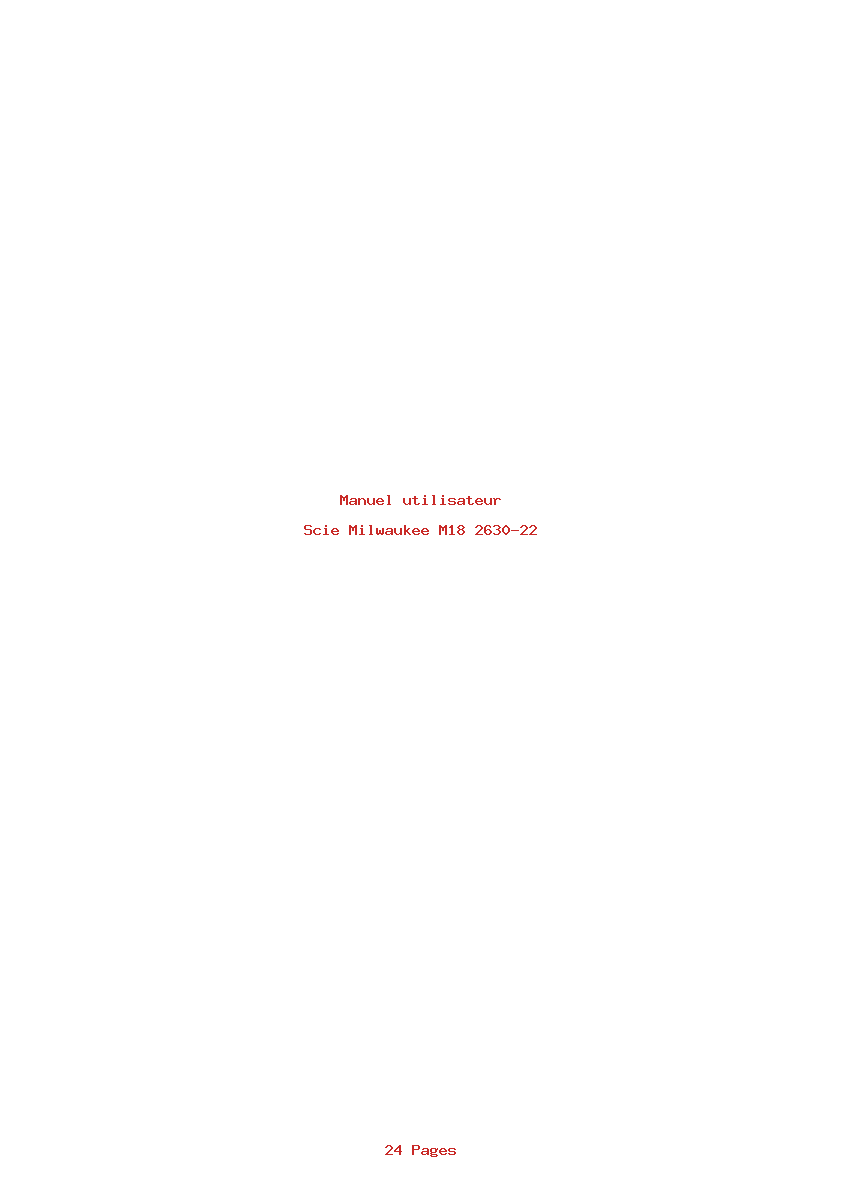 Page 1 de la notice Manuel utilisateur Milwaukee M18 2630-22
