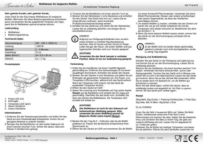 Página 1 del manual Manual de usuario Rosenstein & Söhne NX-7718-919