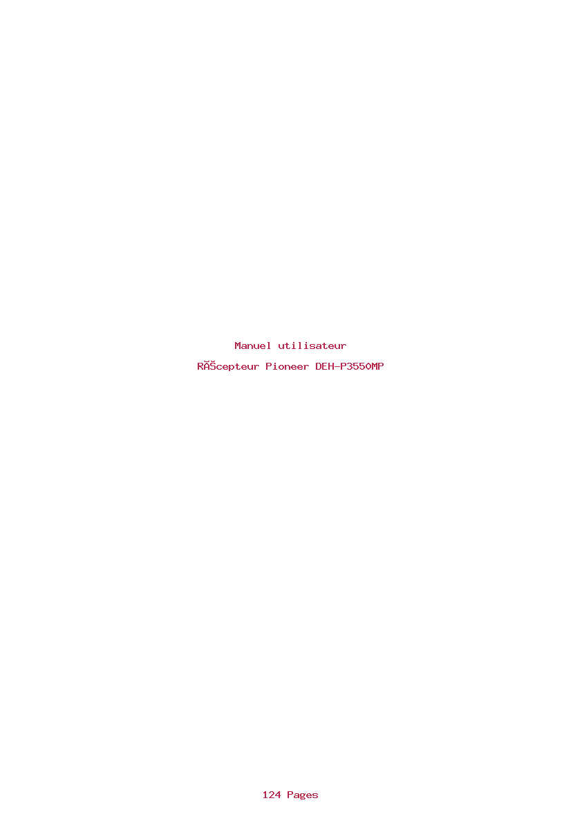Page 1 de la notice Manuel utilisateur Pioneer DEH-P3550MP