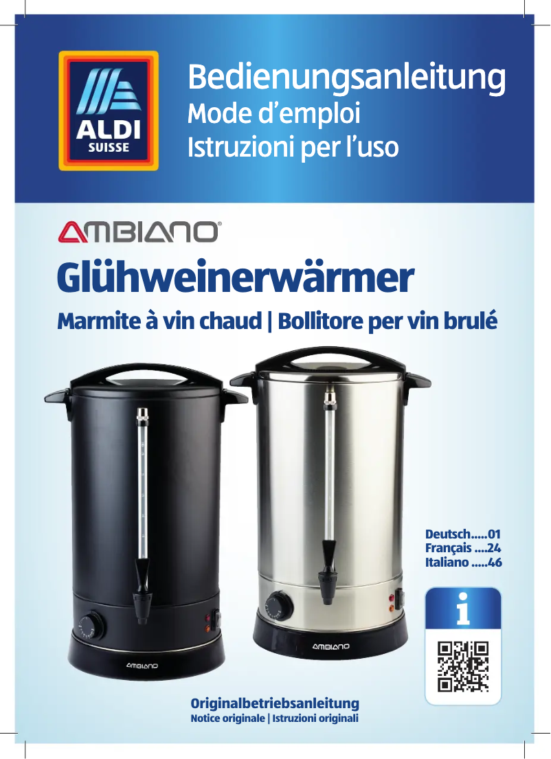 Page 1 de la notice Manuel utilisateur Ambiano GT-SF-GWK-04-CH