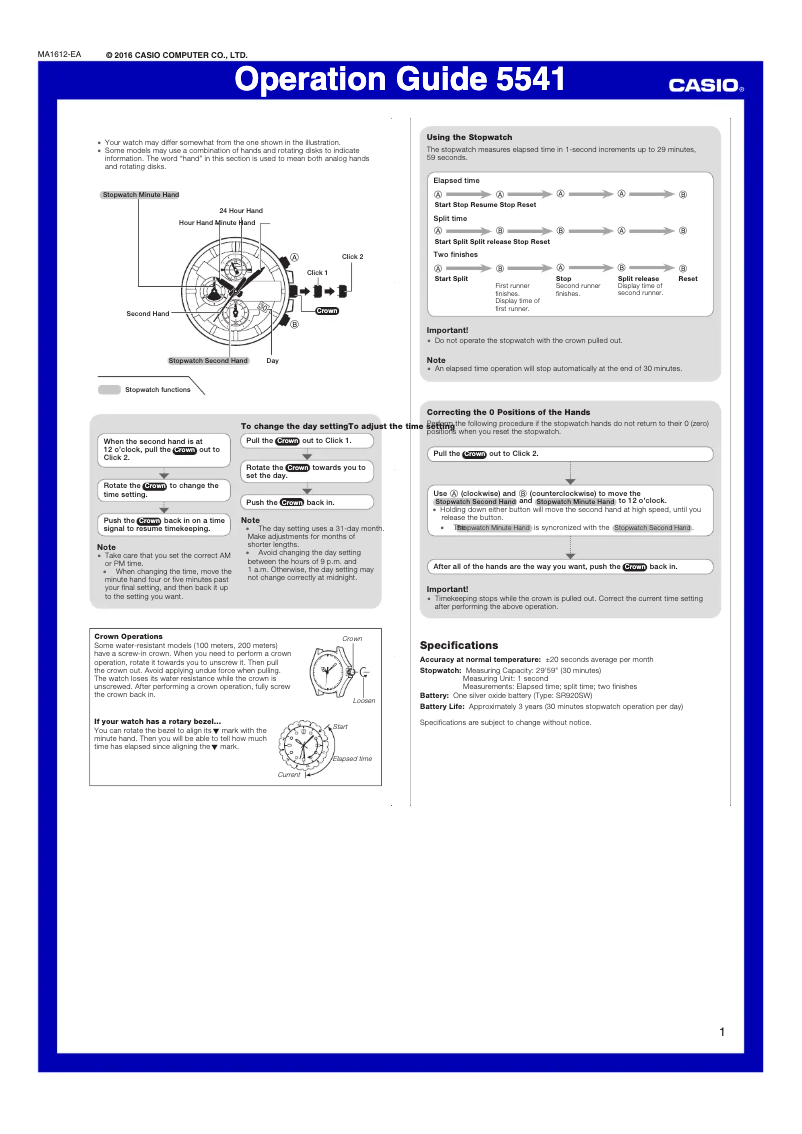 Page 1 de la notice Manuel utilisateur Casio Collection MCW-110H-2AVEF