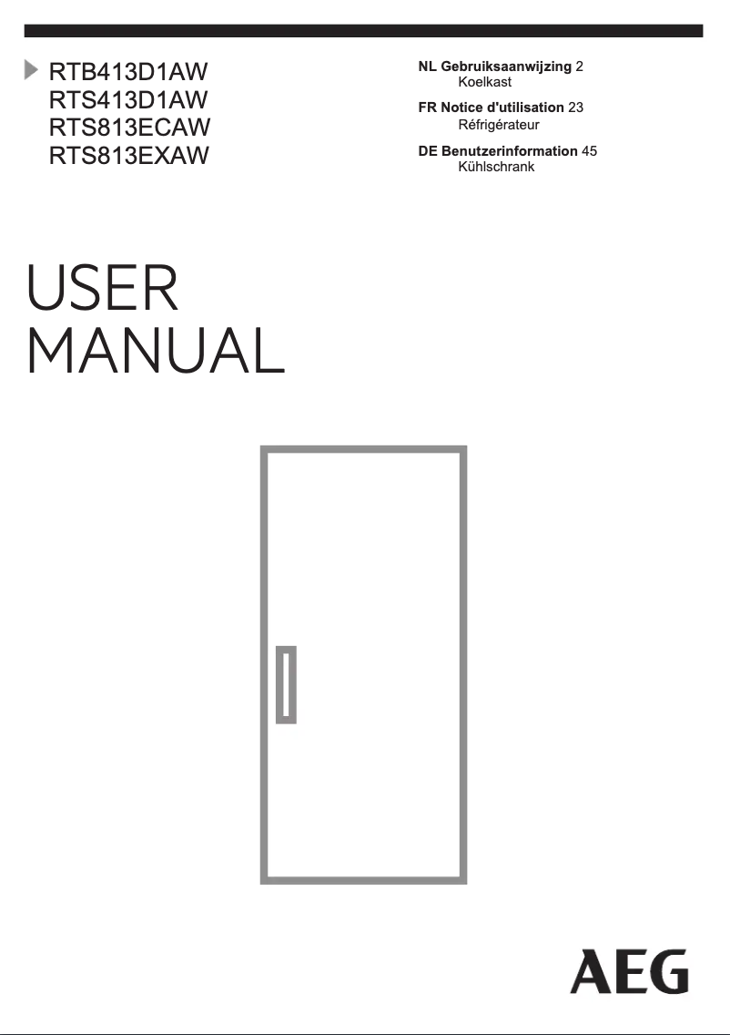 Page 1 de la notice Manuel utilisateur AEG RTS413D1AW