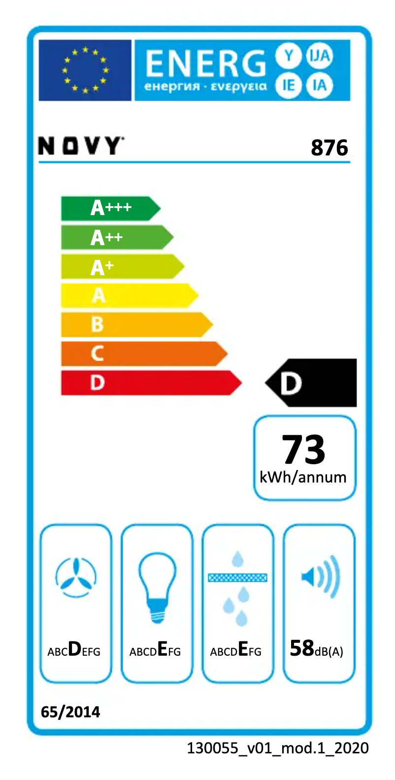 Page 1 de la notice Label énergétique Novy Canopy glass 876